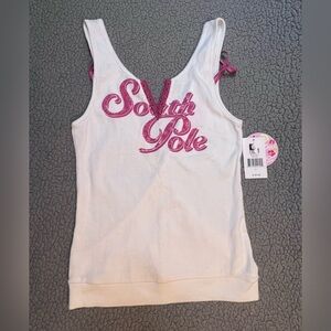 Vintage South Pole Sleeveless Tank Top Women’s Size Large White & Pink New
